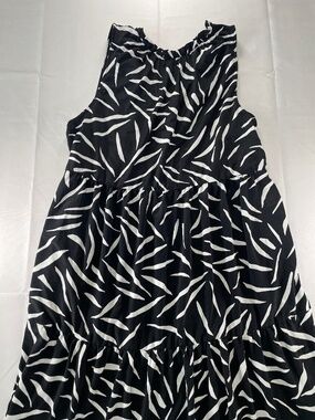 Chic Soul Animal Print Tiered Swing Dress Black White Sleeveless - Size 2XL